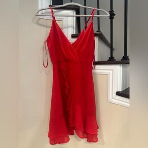 Windsor Red Ruffle Wrap Mini Dress